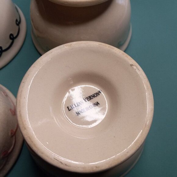 Vintage Lilliam Vernon Ceramic Footed Dessert Bowls (4) Cottagecore Ice Cream - Picture 10 of 11